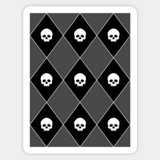 Harlequin Skull Pattern (Gray) Sticker